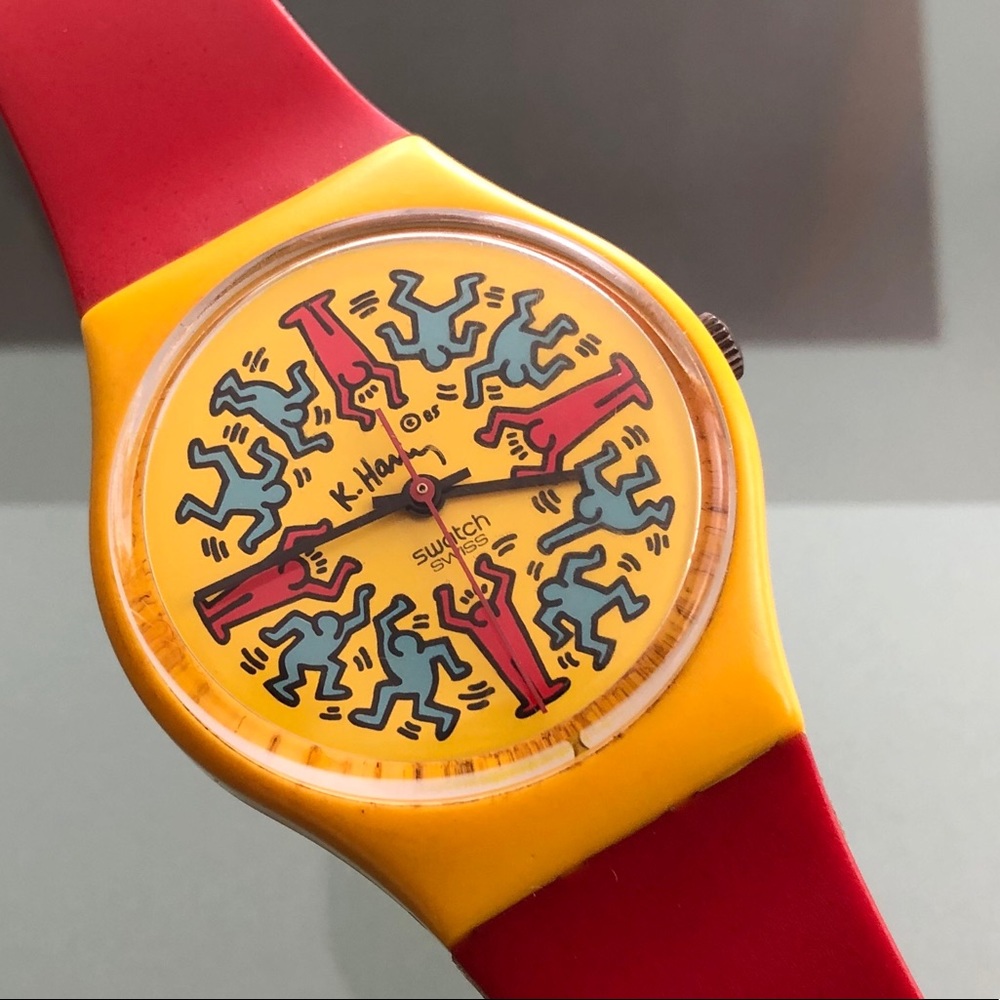 RARE Keith Haring Modele Avec Personnages Swatch